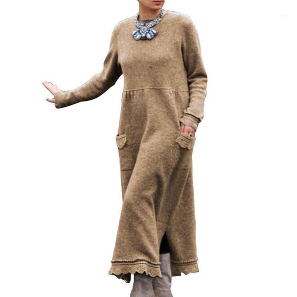 solid vintage crew neck street pullover fashion with pockets women knitted dress autumn winter long sleeve maxi loose casual1, Black;gray
solid vintage crew neck street pullover fashion with pockets women knitted dress autumn winter long sleeve maxi loose casual1, Black;gray