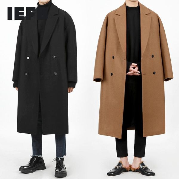 iefb 2020 men's winter thickened medium long woolen coat korean fashion loose warm clothes male double breasted big size 9y4766, Black
iefb 2020 men's winter thickened medium long woolen coat korean fashion loose warm clothes male double breasted big size 9y4766, Black