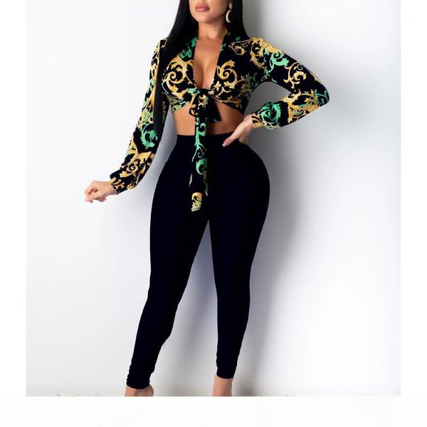 vintage gold chains print blouse matching set women long sleeve printed tie-front two piece suit sets outfits, Gray
vintage gold chains print blouse matching set women long sleeve printed tie-front two piece suit sets outfits, Gray