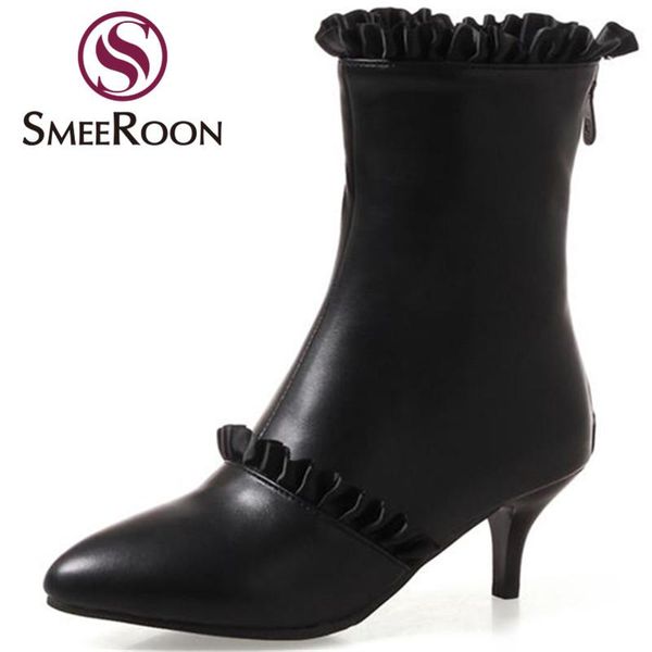 smeeroon fashion ruffles warm winter boots pointed toe thin heels boots leisure office ladies ankle women shoes plus size, Black
smeeroon fashion ruffles warm winter boots pointed toe thin heels boots leisure office ladies ankle women shoes plus size, Black