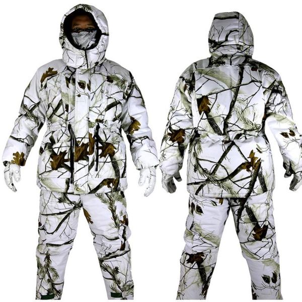 Winter Outdoor Bionic Camouflage Clothes Hunting Clothing Winter Fleece Fishing Hunting Suits Ghillie Suit Snow Camouflage Coat