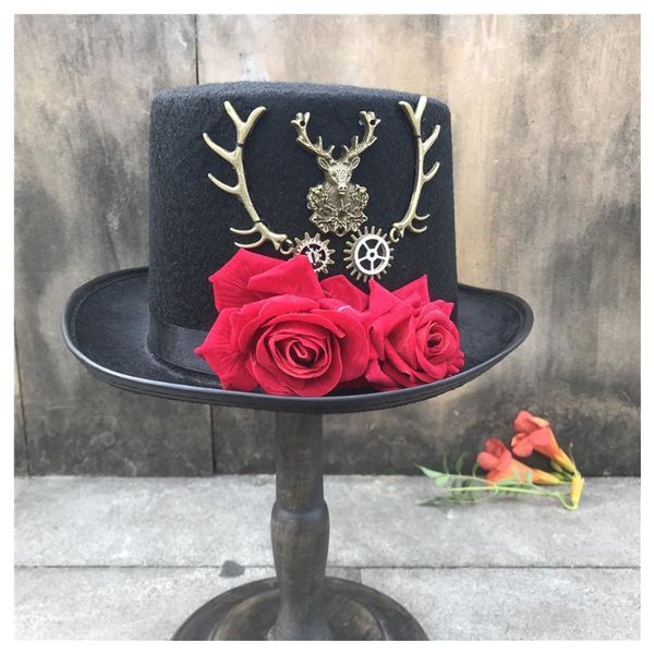 women new handmade steampunk hat with flowers stage magic hat wedding cosplay size 57cm steampunk1, Blue;gray
women new handmade steampunk hat with flowers stage magic hat wedding cosplay size 57cm steampunk1, Blue;gray