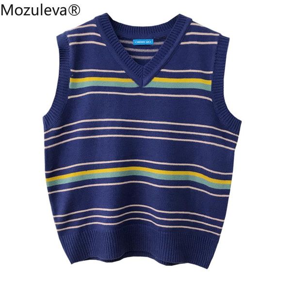 women's vests mozuleva 2021 autumn winter striped v-neck women vest pullover knitted womens for, Black;white
women's vests mozuleva 2021 autumn winter striped v-neck women vest pullover knitted womens for, Black;white