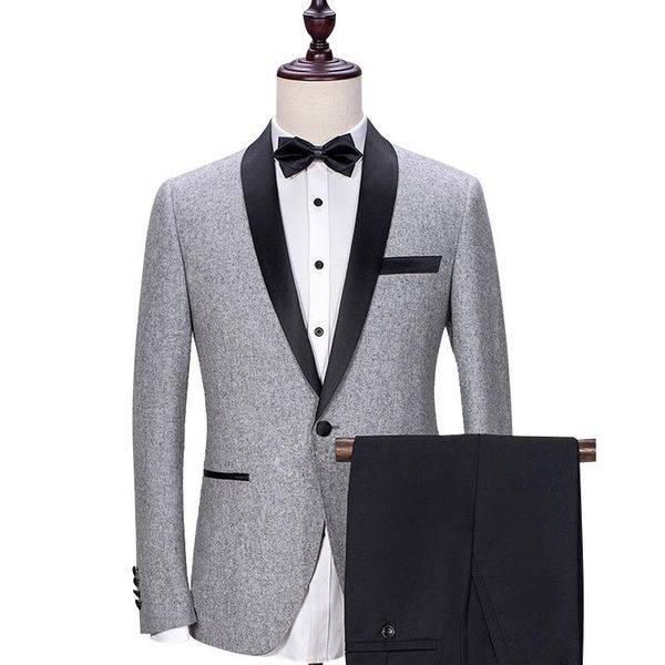 men's suits & blazers gray wedding formal men 2021 black shawl lapel one button groom tuxedos two piece jacket pants, White;black
men's suits & blazers gray wedding formal men 2021 black shawl lapel one button groom tuxedos two piece jacket pants, White;black
