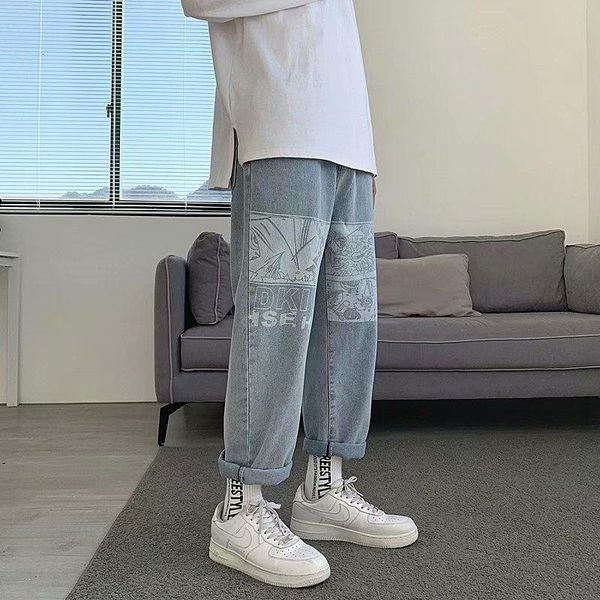 men's jeans printed loose casual sports straight-leg pants student washed denim trousers all-match fashion four seasons, Blue
men's jeans printed loose casual sports straight-leg pants student washed denim trousers all-match fashion four seasons, Blue