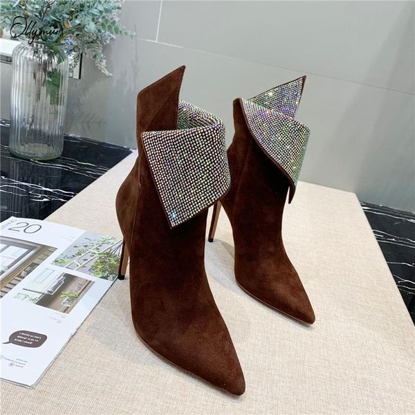 boots ollymurs fashion crystal kid suede women pointed toe slip on thin high heel autumn ankle shoes woman, Black
boots ollymurs fashion crystal kid suede women pointed toe slip on thin high heel autumn ankle shoes woman, Black