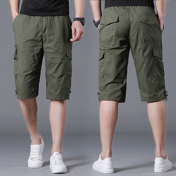 summer capris men's work wear casual shorts multi pocket loose straight tube fattening oversize sports outdoor fashion, White;black
summer capris men's work wear casual shorts multi pocket loose straight tube fattening oversize sports outdoor fashion, White;black