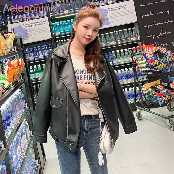 aelegantmis fashion women loose motorcycle faux leather jackets ladies long sleeve autumn winter biker streetwear coats 201027, Black
aelegantmis fashion women loose motorcycle faux leather jackets ladies long sleeve autumn winter biker streetwear coats 201027, Black