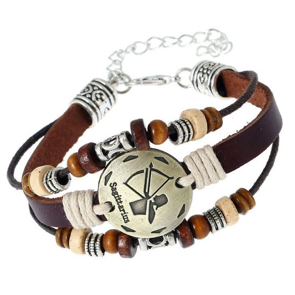 charm bracelets punk retro vintage brown genuine beads alloy bronze 12 constellations men leather for women homme jewelry, Golden;silver
charm bracelets punk retro vintage brown genuine beads alloy bronze 12 constellations men leather for women homme jewelry, Golden;silver
