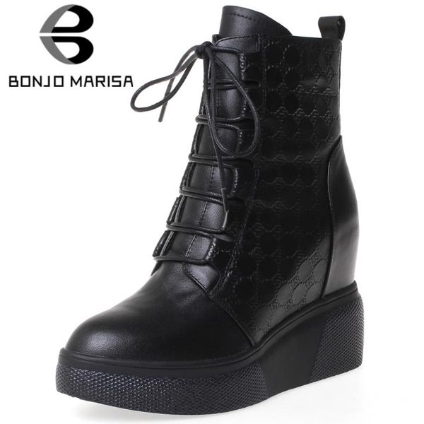 boots bonjomarisa genuine leather round toe ankle lace up zipper wedges increasing height fall women casual shoes woman, Black
boots bonjomarisa genuine leather round toe ankle lace up zipper wedges increasing height fall women casual shoes woman, Black