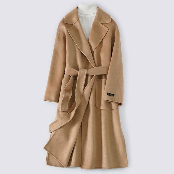 women's wool & blends 2021 women 100% coat turn down collar long woolen overcoat warmness outwear ladies, Black
women's wool & blends 2021 women 100% coat turn down collar long woolen overcoat warmness outwear ladies, Black