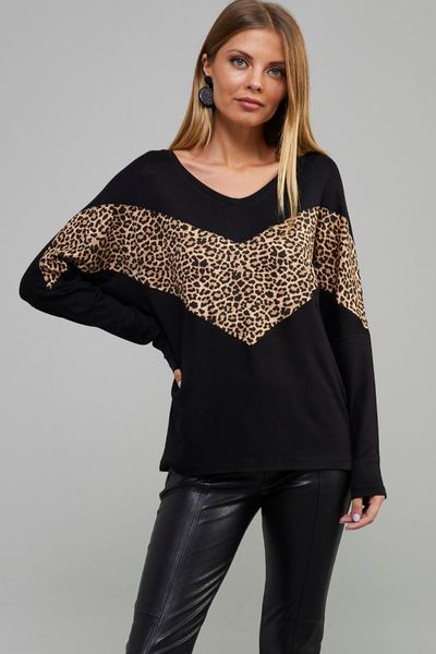 cool & female leopard print v collar blouse tz130, White