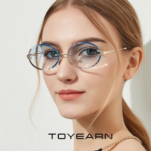 sunglasses toyearn fashion brand designer vintage oval women retro shades cutting rimless for female, White;black
sunglasses toyearn fashion brand designer vintage oval women retro shades cutting rimless for female, White;black