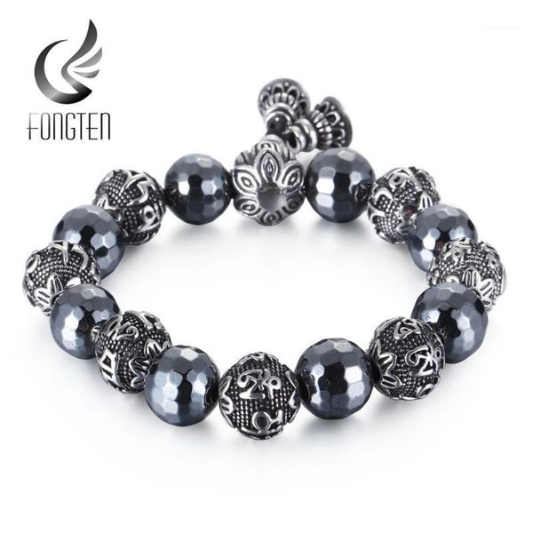 fongten natural stone and stainless steel beads bracelet hip hop retro style stretch beaded bracelets for men fashion jewelry1, Black
fongten natural stone and stainless steel beads bracelet hip hop retro style stretch beaded bracelets for men fashion jewelry1, Black
