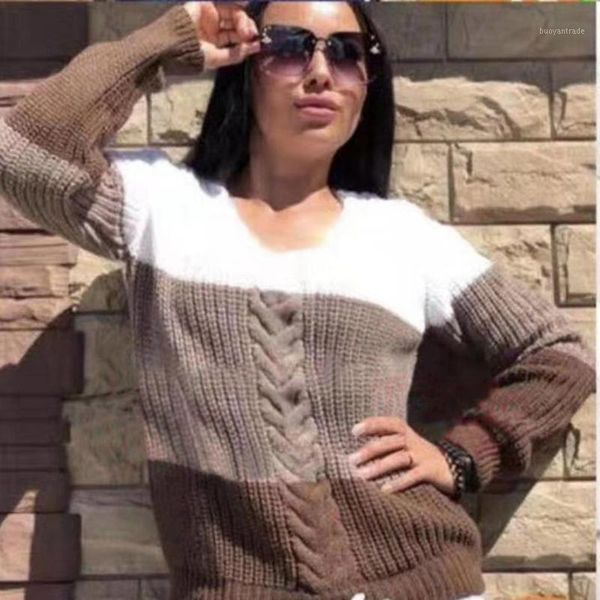 women's sweaters fashion solid color knitted sweater women patchwork v-neck long sleeve pullover loose thickened ladies winter1, White;black
women's sweaters fashion solid color knitted sweater women patchwork v-neck long sleeve pullover loose thickened ladies winter1, White;black