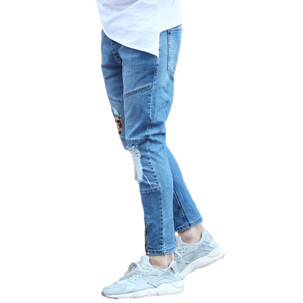 men's jeans casual 100% cotton men with knee rips monkey embroidery blue denim style good wholesale offer trend 2021
men's jeans casual 100% cotton men with knee rips monkey embroidery blue denim style good wholesale offer trend 2021