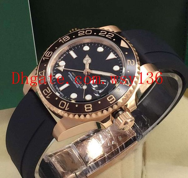 new style gmt mens watch 40mm 126715 126715chnr black dial coffee bezel 18k rose gold movement automatic men's watches rubber band, Slivery;brown
new style gmt mens watch 40mm 126715 126715chnr black dial coffee bezel 18k rose gold movement automatic men's watches rubber band, Slivery;brown
