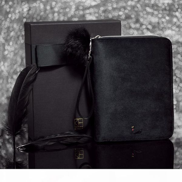 2020 Luxury Kinbor A6 Black Swan Travels Journal Gift Box Diary Book Black Velvet Planner Zipper Notebook Creative Stationery