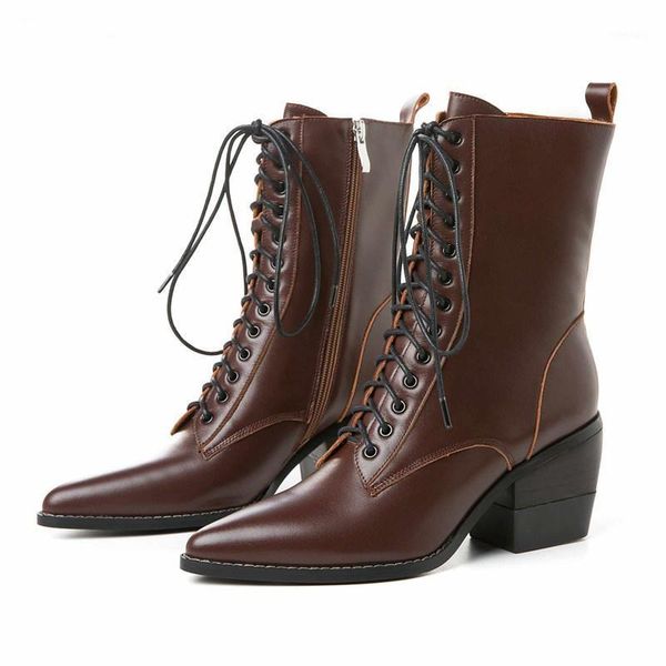 bottes femme new winter shoes women's boots vintage cow leather pointed toe high heels shoes lace up mid-calf boots botas mujer1, Black
bottes femme new winter shoes women's boots vintage cow leather pointed toe high heels shoes lace up mid-calf boots botas mujer1, Black