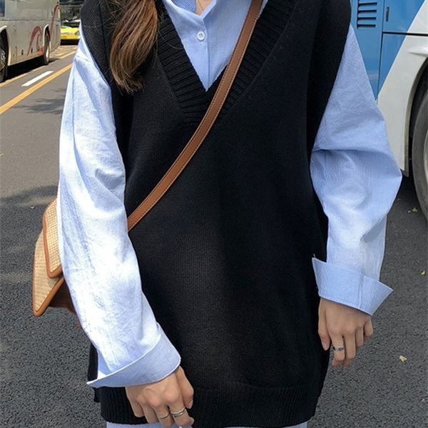 korean vest women autumn elegant student v-neck pullover knitting outerwear vest collge 201031, Black;white
korean vest women autumn elegant student v-neck pullover knitting outerwear vest collge 201031, Black;white