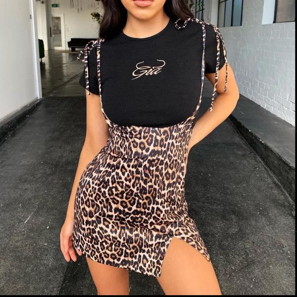 2021 fashion women leopard print suspender skirts high waist bandage bodycon split skirts overalls casual club slim skirts, Black
2021 fashion women leopard print suspender skirts high waist bandage bodycon split skirts overalls casual club slim skirts, Black