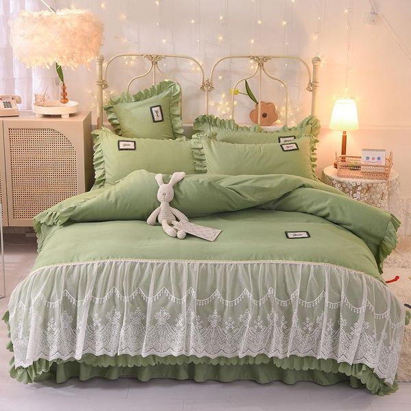 bedding sets green korean princess style set white lace edge duvet cover 1.5m 1.8m 2m bed skirt or sheet pillowcase home textile
bedding sets green korean princess style set white lace edge duvet cover 1.5m 1.8m 2m bed skirt or sheet pillowcase home textile