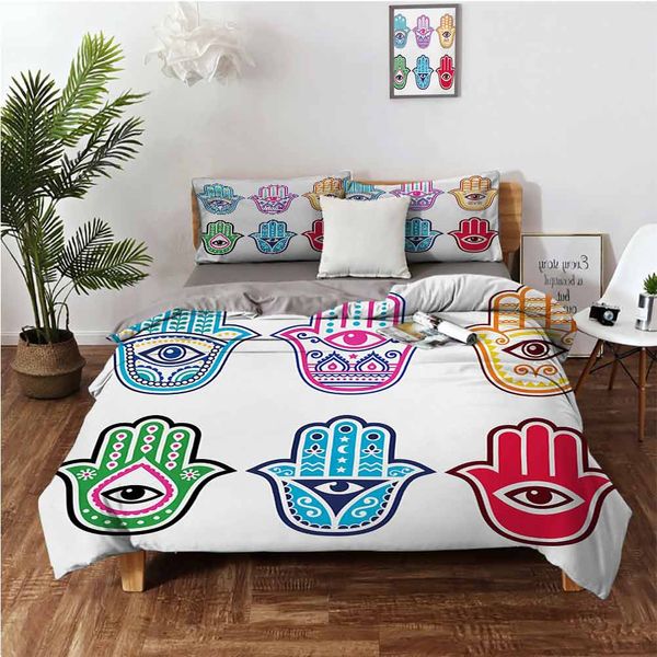 colorful hamsa hands with third eye symbol in palms folkloric design evil eyebedding 3-piece set
colorful hamsa hands with third eye symbol in palms folkloric design evil eyebedding 3-piece set