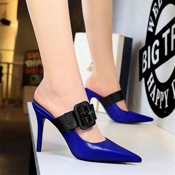 slippers women's fashionable and simple baotou ladies stiletto high heels shallow mouth pointed toe belt buckle female sandals, Black
slippers women's fashionable and simple baotou ladies stiletto high heels shallow mouth pointed toe belt buckle female sandals, Black
