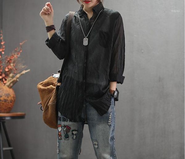 women's blouses & shirts spring blouse retro loose casual women shirt turn-down collar cardigan button solid color 2021 ladies shirt1, White
women's blouses & shirts spring blouse retro loose casual women shirt turn-down collar cardigan button solid color 2021 ladies shirt1, White