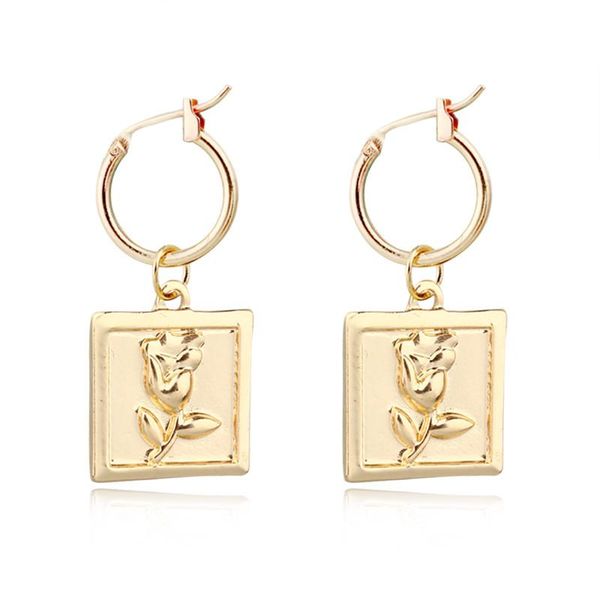 1pair vintage elegant flower square hoop earrings for women gold metal carving rose geometric pendant circle earrings jewelry, Golden;silver
1pair vintage elegant flower square hoop earrings for women gold metal carving rose geometric pendant circle earrings jewelry, Golden;silver