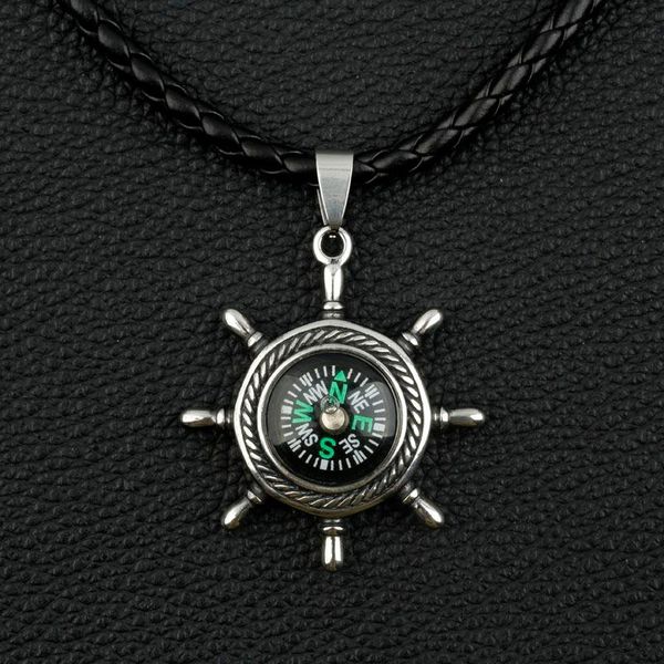 pendant necklaces functional men necklace rudder compass stainless steel male jewelry accessories pu leather adjustable 19" chain, Silver
pendant necklaces functional men necklace rudder compass stainless steel male jewelry accessories pu leather adjustable 19" chain, Silver