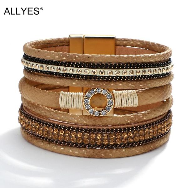 allyes khaki rhinestone rivet leather bracelets for women multilayer wide wrap bracelet ethnic casual jewelry, Golden;silver
allyes khaki rhinestone rivet leather bracelets for women multilayer wide wrap bracelet ethnic casual jewelry, Golden;silver