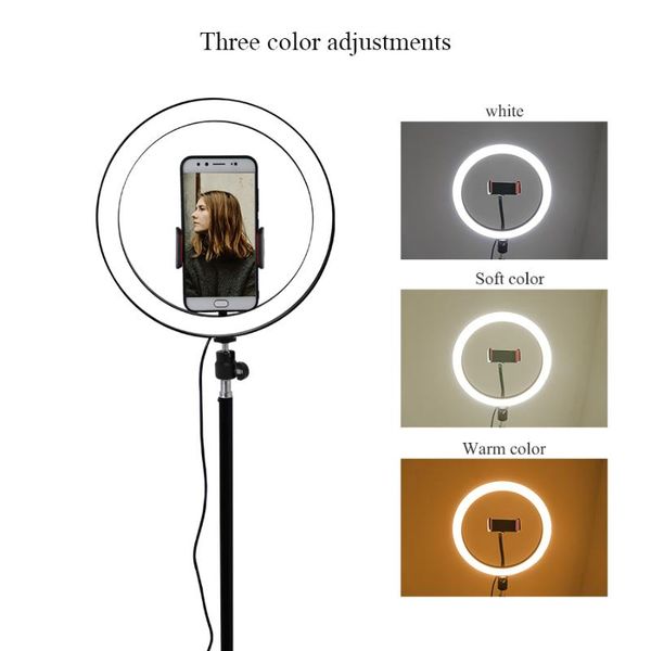 10"26cm pgraphy dimmable led selfie ring light video live 3200k-6500k p studio light with phone holder usb plug tripod
10"26cm pgraphy dimmable led selfie ring light video live 3200k-6500k p studio light with phone holder usb plug tripod