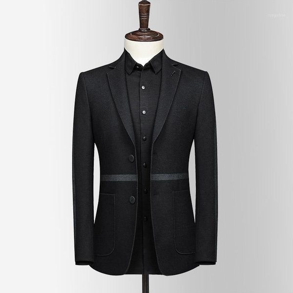 new knitted wool blazer men's slim fit elegant suit autumn and winter jacket business party casual lapel coat1, White;black
new knitted wool blazer men's slim fit elegant suit autumn and winter jacket business party casual lapel coat1, White;black