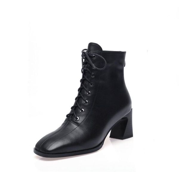 cross-tied concise motorcycle boots fashion women ankle boots genuine leather autumn winter high heels shoes woman, Black
cross-tied concise motorcycle boots fashion women ankle boots genuine leather autumn winter high heels shoes woman, Black