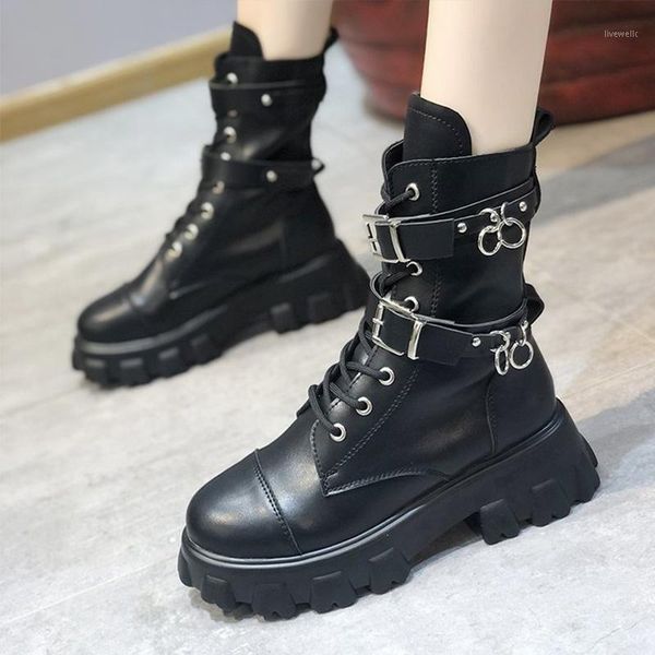 women boots shoes mid calf ladies autumn winter fashion pu leather buckle chain lace up female platform footwear woman1, Black
women boots shoes mid calf ladies autumn winter fashion pu leather buckle chain lace up female platform footwear woman1, Black