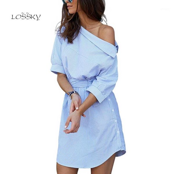 summer blue striped women shirt dresses one shoulder side split elegant puff sleeve waist band beach dress female vestiods1, Black;gray
summer blue striped women shirt dresses one shoulder side split elegant puff sleeve waist band beach dress female vestiods1, Black;gray