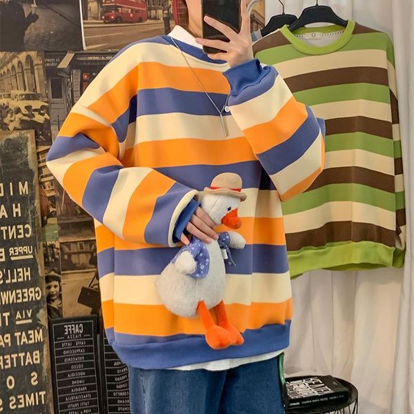men's sweaters outdoor crewneck sweatshirt men fashion couple clothes striped sweater casual loose sueter masculino thicken clothing bd, White;black
men's sweaters outdoor crewneck sweatshirt men fashion couple clothes striped sweater casual loose sueter masculino thicken clothing bd, White;black