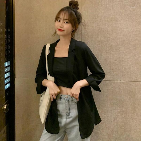 women's jackets lapel loose casual cut thin small suit jacket fashion versatile uniform size women's korean version of pure color1, Black;brown
women's jackets lapel loose casual cut thin small suit jacket fashion versatile uniform size women's korean version of pure color1, Black;brown