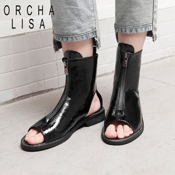orcha lisa cool summer peep toe boots flat ankle boots for women patent leather zip peep toe gladiator punk shoes woman bootie, Black
orcha lisa cool summer peep toe boots flat ankle boots for women patent leather zip peep toe gladiator punk shoes woman bootie, Black