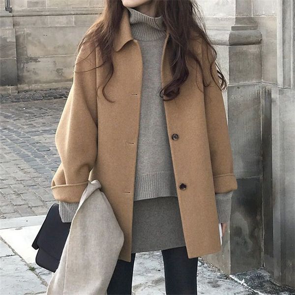 woolen women's korean version loose fall / winter 2021 new small versatile thin student cashmere woollen coat, Black
woolen women's korean version loose fall / winter 2021 new small versatile thin student cashmere woollen coat, Black