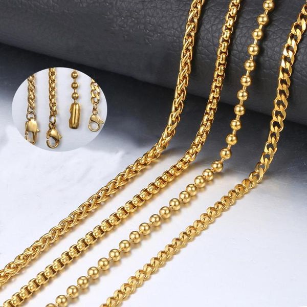 chains womens mens stainless steel necklace gold color 3mm bead ball box braided wheat curb cuban link chain wholesale jewelry lkn463, Silver
chains womens mens stainless steel necklace gold color 3mm bead ball box braided wheat curb cuban link chain wholesale jewelry lkn463, Silver