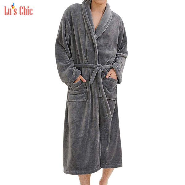 lu's chic men fleece robe plush kimono bathrobe winter soft warm long night robes house coat 201109, Black;brown
lu's chic men fleece robe plush kimono bathrobe winter soft warm long night robes house coat 201109, Black;brown