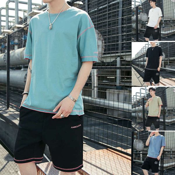 with short sleeve loose t-shirt suit summer leisure sports handsome a set of fashionable men's clothes, Gray
with short sleeve loose t-shirt suit summer leisure sports handsome a set of fashionable men's clothes, Gray