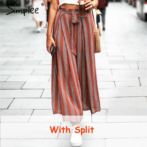 simplee split striped lady wide leg pants women summer beach high waist trousers chic streetwear sash casual pants capris female lj200813, Black;white
simplee split striped lady wide leg pants women summer beach high waist trousers chic streetwear sash casual pants capris female lj200813, Black;white