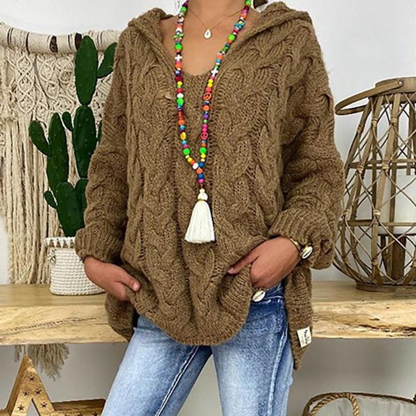 women autumn solid color long sleeve braided hooded pullover knitted sweater twist knitted hooded pullover sweater jacket, White;black
women autumn solid color long sleeve braided hooded pullover knitted sweater twist knitted hooded pullover sweater jacket, White;black