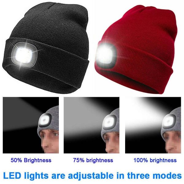 led light hat portable head lighting lamp beanies night fishing hunting camping running lighting knitting woolen caps, Black 
led light hat portable head lighting lamp beanies night fishing hunting camping running lighting knitting woolen caps, Black
