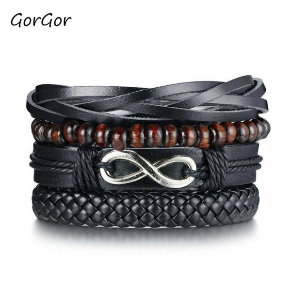 gorgor trendy black color four-piece alloy infinity wooden bead pu leather hand strap jewelry for men businss gift bl-426, Golden;silver
gorgor trendy black color four-piece alloy infinity wooden bead pu leather hand strap jewelry for men businss gift bl-426, Golden;silver