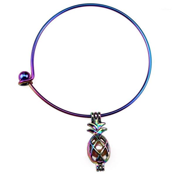 b-c46 rainbow pineapple beads cage locket wrist girl women expandable wire steel bracelet bangle1, Black
b-c46 rainbow pineapple beads cage locket wrist girl women expandable wire steel bracelet bangle1, Black