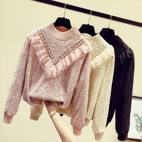 mumuzi women winter warm lace blouse full sleeve lace crochet hollow out blusas ruffle blouse spring long sleeve fleece blouses, White
mumuzi women winter warm lace blouse full sleeve lace crochet hollow out blusas ruffle blouse spring long sleeve fleece blouses, White
